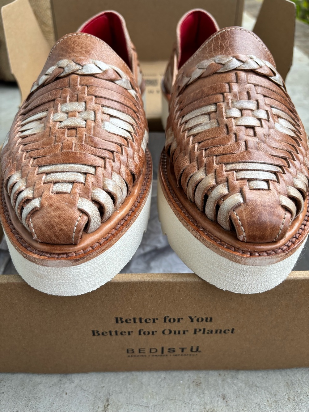 Bed|Stü Lizzie Sandals Woven Leather Platform Huarache Shoes Boho Artisan NIB - Picture 11 of 14